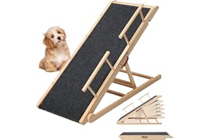 LITAIL Update Dog Ramp for Bed, 47.2" Foldable Pet Ramp for Small Large Dogs, Dog Ramps for High Beds 30inches Tall, High Traction with Platform 6 Adjustable Heights 15.7"-28" Up to 200LBS