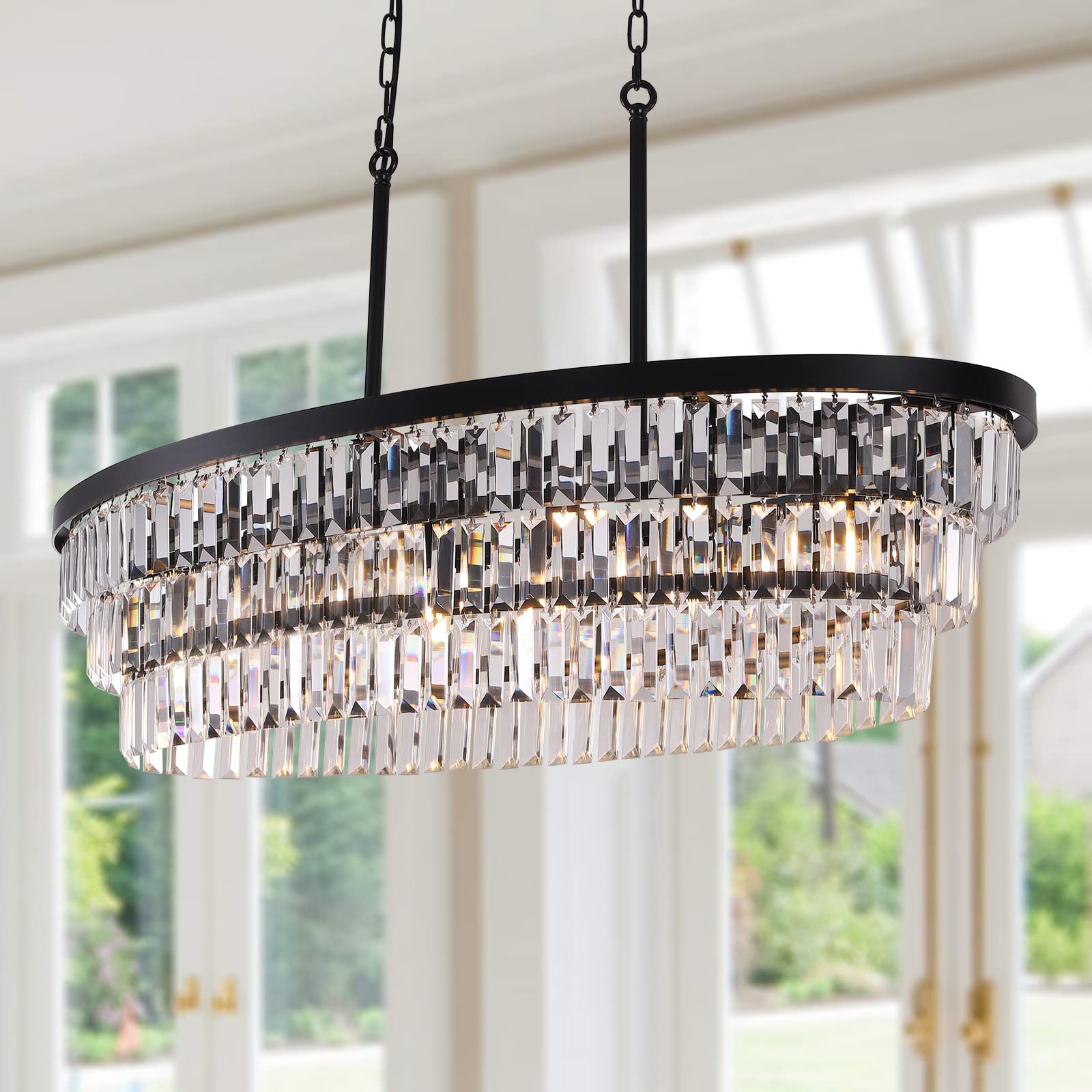 Mua TOCHIC Chandelier 40 inch, Farmhouse Black Crystal Chandelier ...