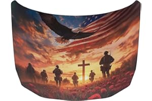 Qiyupavto Car Hood Cover Protector USA Flag Design Car Hood Wrap Blanket 4th of July Patriotic Decorations Automotive Exterior Accessories for Most Sedans SUVs Pickups Trucks Jeeps