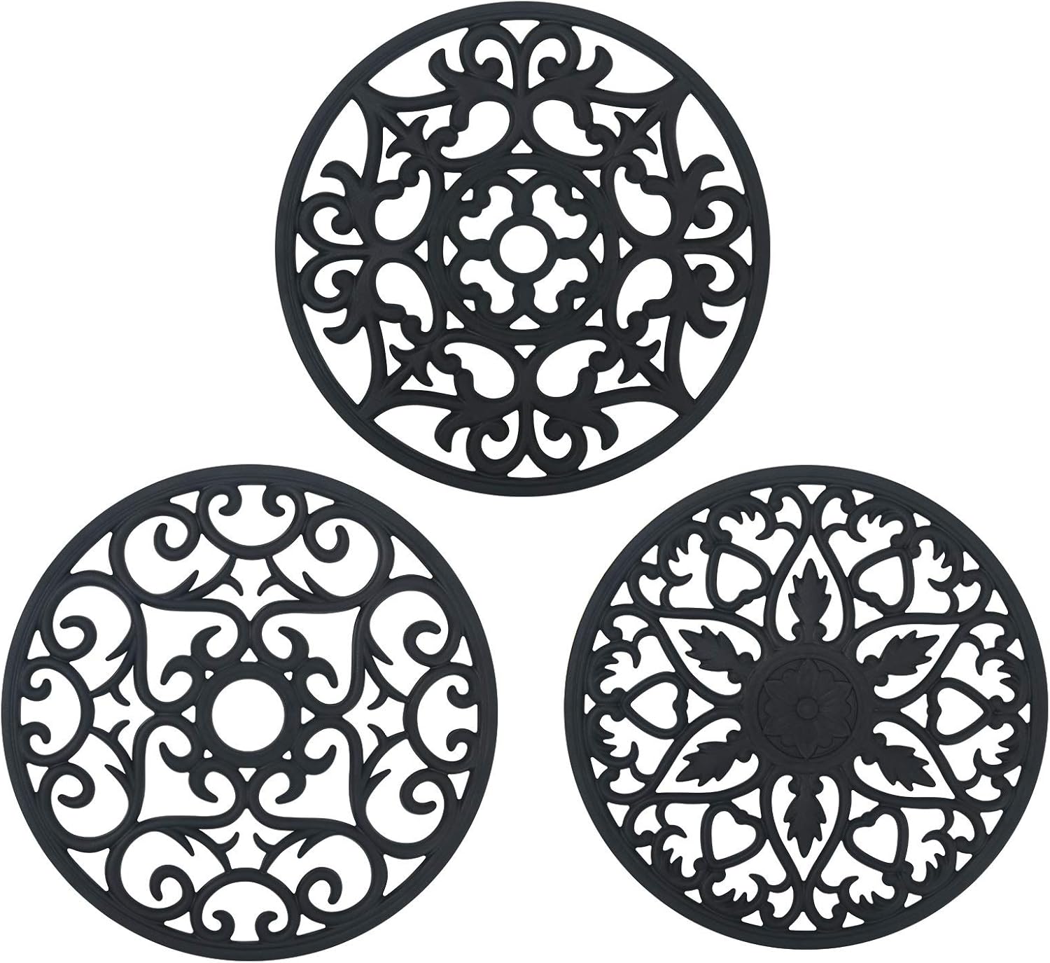 flintronic Untersetzer Matte, 3 Stück Silikon Multi Blume Topfuntersetzer, Isolierter rutschfeste Hot Pads, Geschnitzt Wasserdicht Spülmaschinenfest Cup Isoliermatte für Töpfe, Vasen, Flaschen