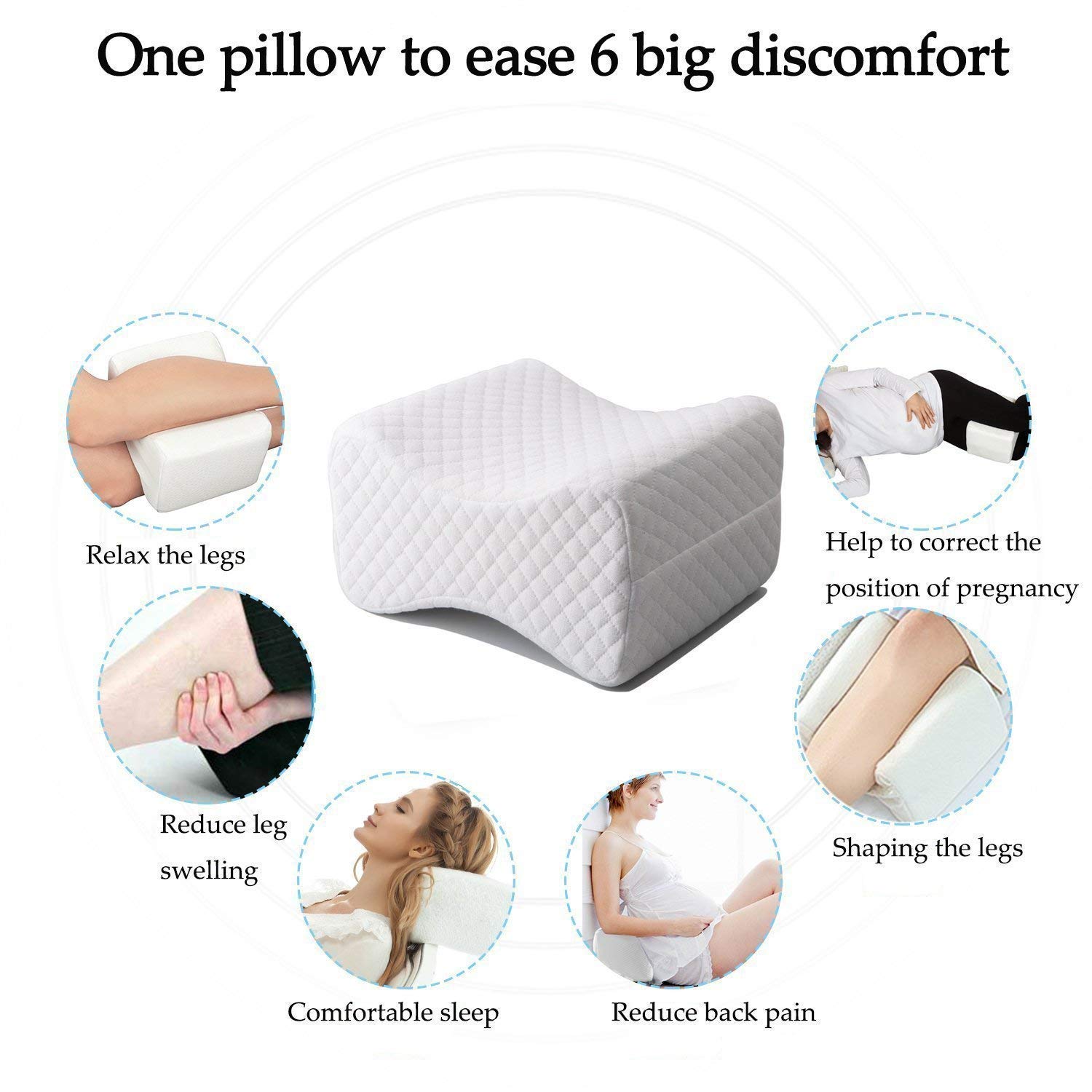 Orthopedic Knee Pillow for Sciatica Relief - Best for Lower Leg, Back, and Knee Pain- Memory Foam Wedge Contour Leg Pillow with Removable Cover
