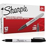 Markers Sharpie SAN-30001 Fine Point Permanent, Black; 12/Pk