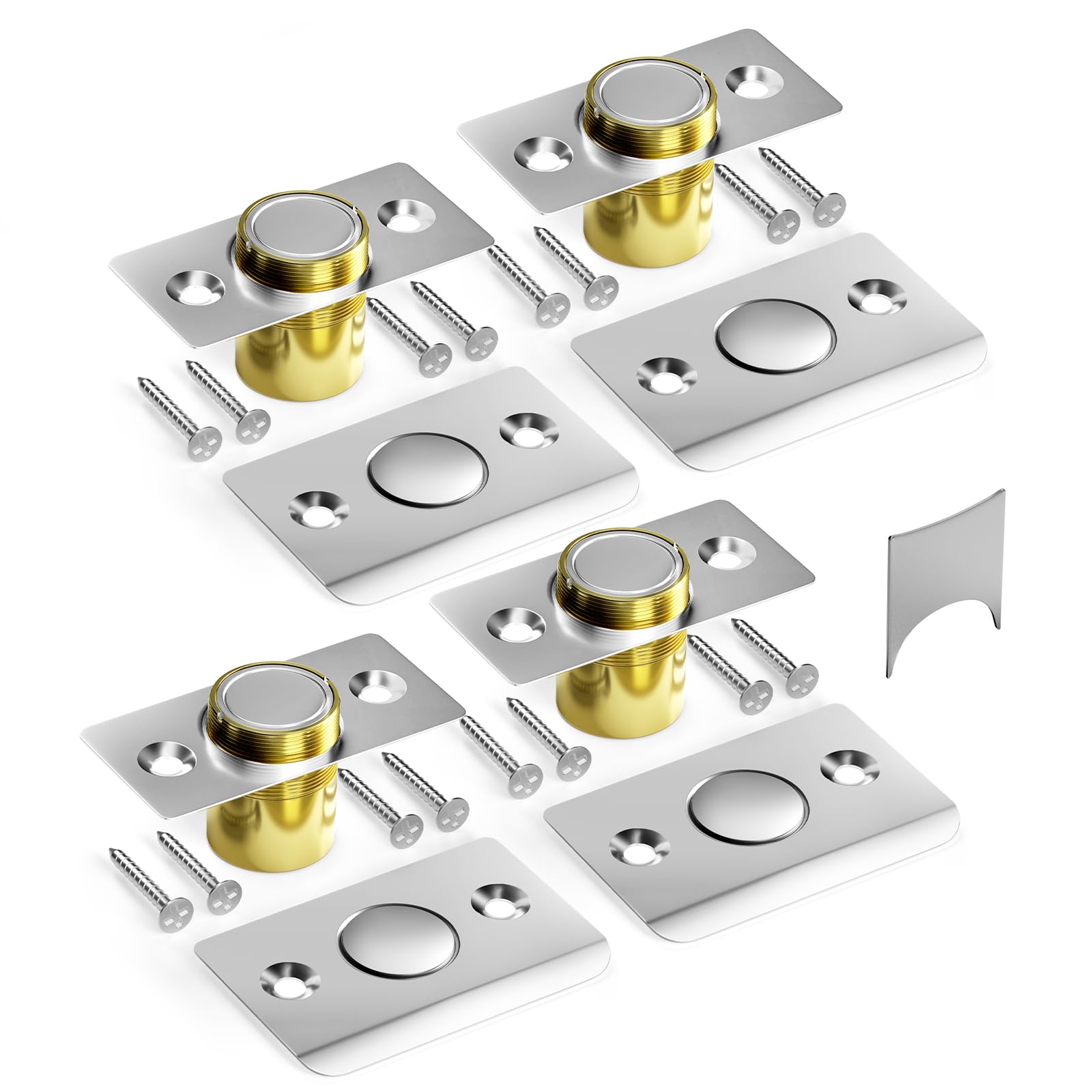 Tonitrui Silent Ball Catch, Adjustable Strong Magnet Door Catch，Using Noise Free, Replacing Door Ball Catch, with Identical Installation Dimension(4 Pack, Silver)