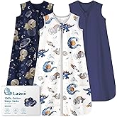 Looxii Baby Sleep Sack 0.5 TOG, 100% Cotton 3 Pack Wearable Blanket Baby Sleep Bag for Newborn Infant, 2-Way Zipper Lightweight Toddler Sleeping Sack 6-12 Months