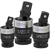 LEXIVON Impact Universal Joint - Patented SLIM Design | 3-Piece 1/2", 3/8", and 1/4" Socket Swivel Set | Chrome-Molybdenum Steel Full Impact Grade (LX-113-S)