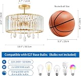 ANWIO Gold Lampshade Light Shade E27 Crystal Ceiling Chandelier 36.5CM view 5