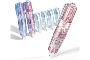 HOPESEER White Retractable Correction Tapes, 2 Cute Pre-Loaded Correctors with 4 Refills, Pull-Out Pen-Shaped Applicator, Anti-Break Tape for Office Supplies(Pink, Purple)