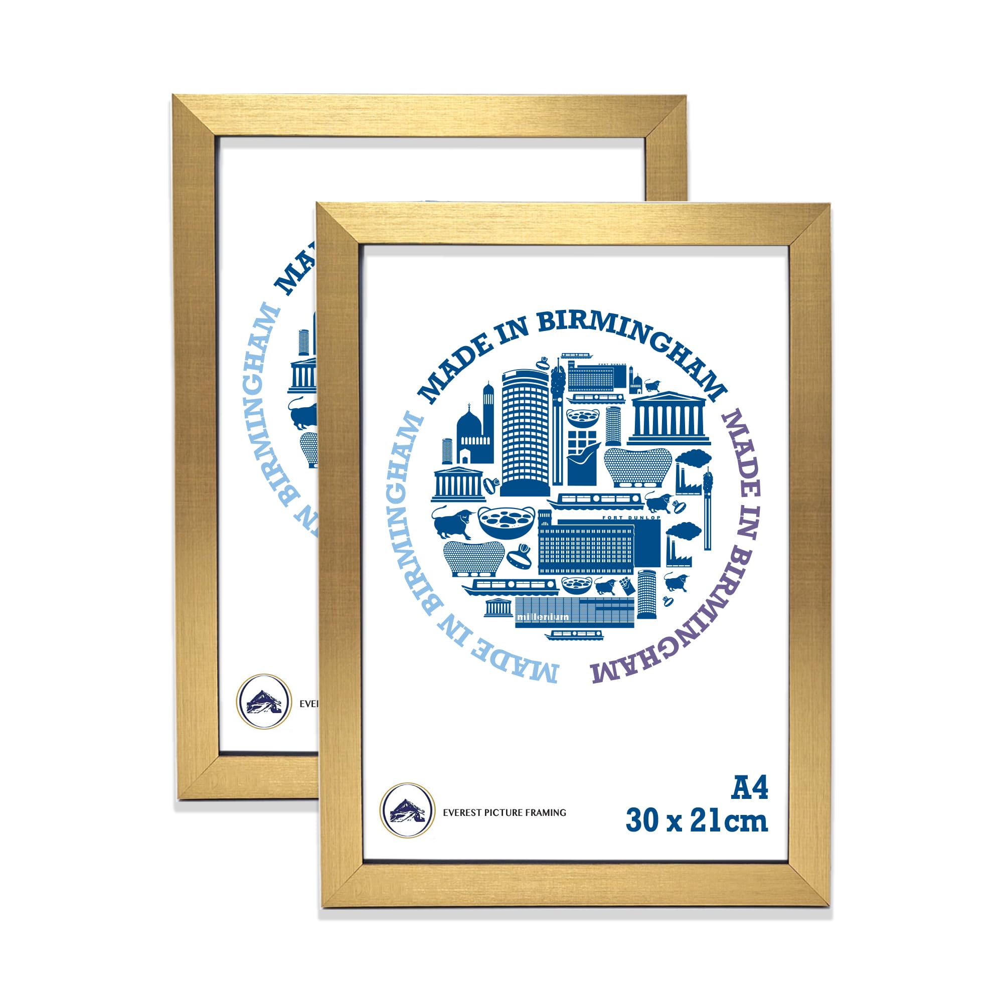 A4 Picture Frames in Gold Pack of, 21 x 29.7 cm Photo and Document Frame, 2 Certificate Frames Horizontally or Vertically (Gold)