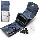 Lykke - 5" Indigo Interchangeable Needles Starter Set, Azure Fabric Pouch