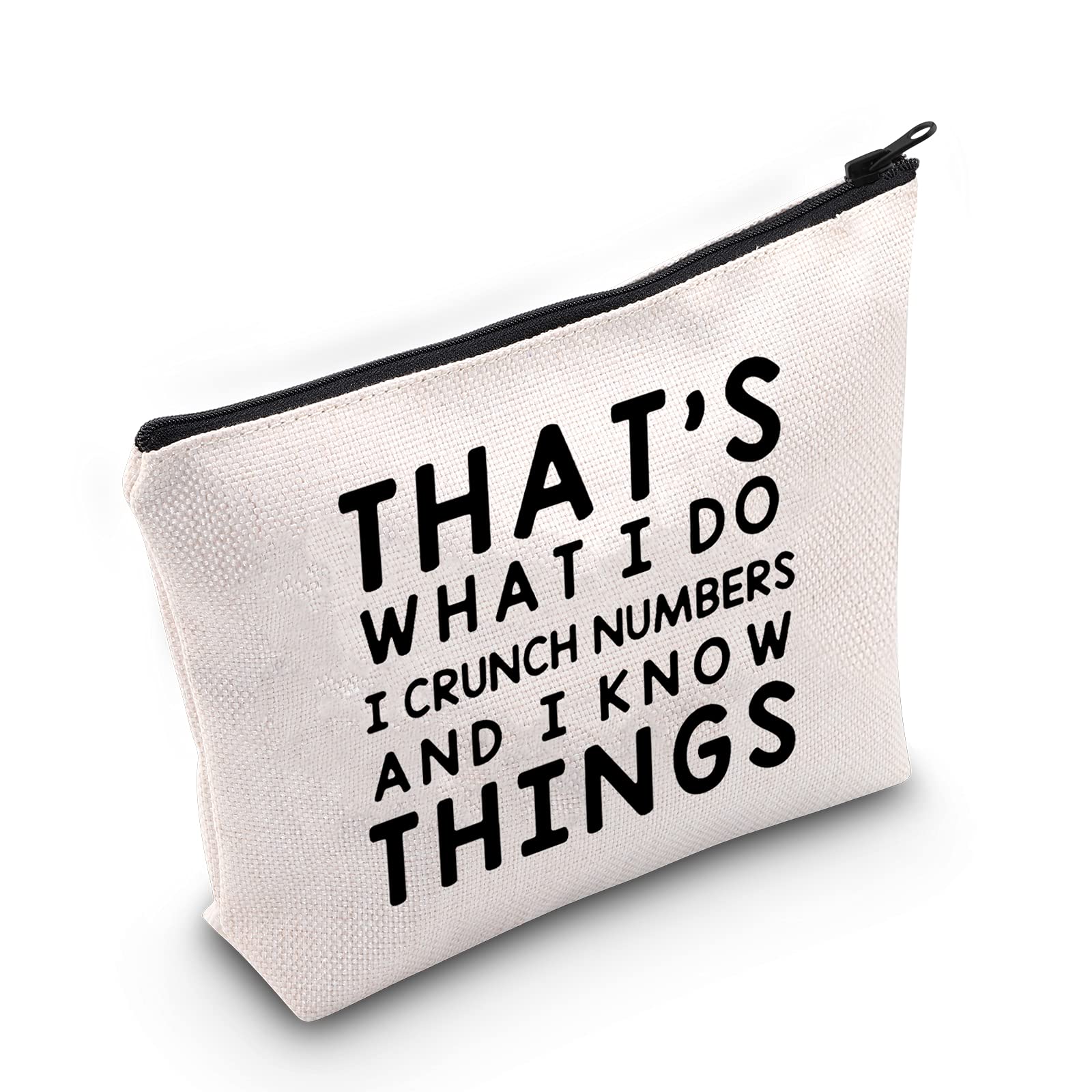 LEVLO Funny Accountant Gift That's What I Do I Crunch Numbers and I know Things Makeup Bags Calculator Student Graduation Gifts, That's What I Do I Crunch Numbers, Daily