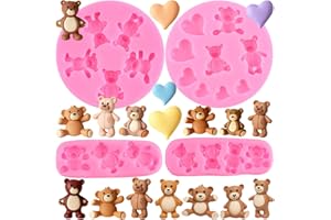 Mujiang Bear Silicone Fondant Mold Teddy Bear Candy Chocolate Molds for Cake Decoration Cake Topper Chocolate Candy Sugar Cra