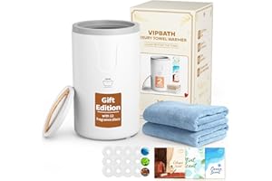 VIPBATH 20L Luxury Towel Warmer Gift-Ready Box, Dual Heat, 30/60/90 Min Presets, Stainless Steel Interior, Tip-Over Auto Shut-Off, Includes 12 Fragrance Discs, Perfect Spa Gift for Home & Bathroom