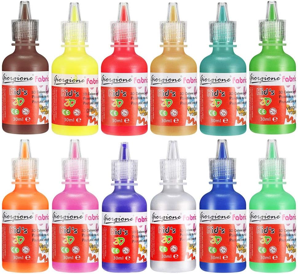 Homkare Fabric Paint 3D Permanent Fabric Textile Paints for