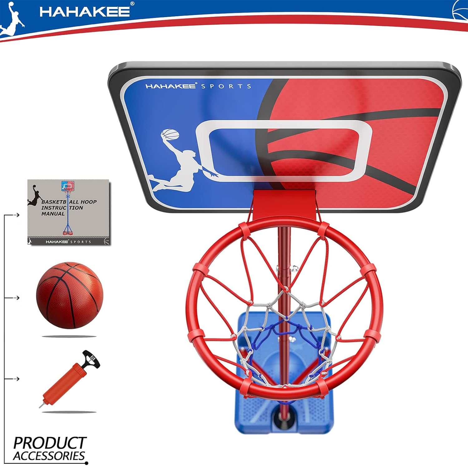 HAHAKEE Basketball Hoop for Kids,Height-Adjustable 3.2FT-5.4FT,Indoor and Outdoor for Boys and Girls,Easy Assemble: Toys & Games