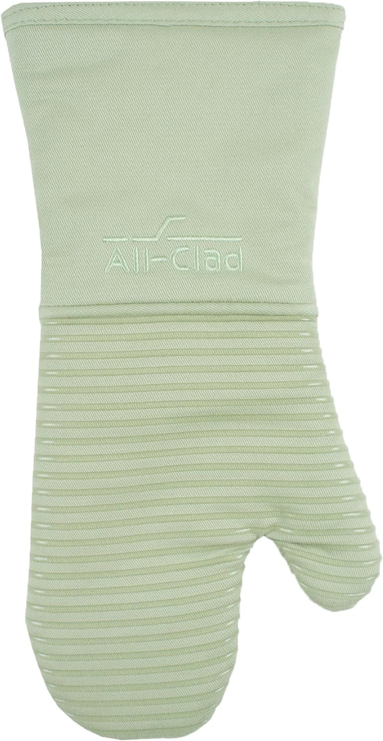 Extra Long Silicone Oven Mitts Heat Resistant 500 Degrees, 1 Pack, 14"x7" Fennel, All-Clad Kitchen Textiles