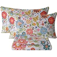 JSD 6 Piece Green Floral Sheet Set King Size, Soft Botanical Printed ...