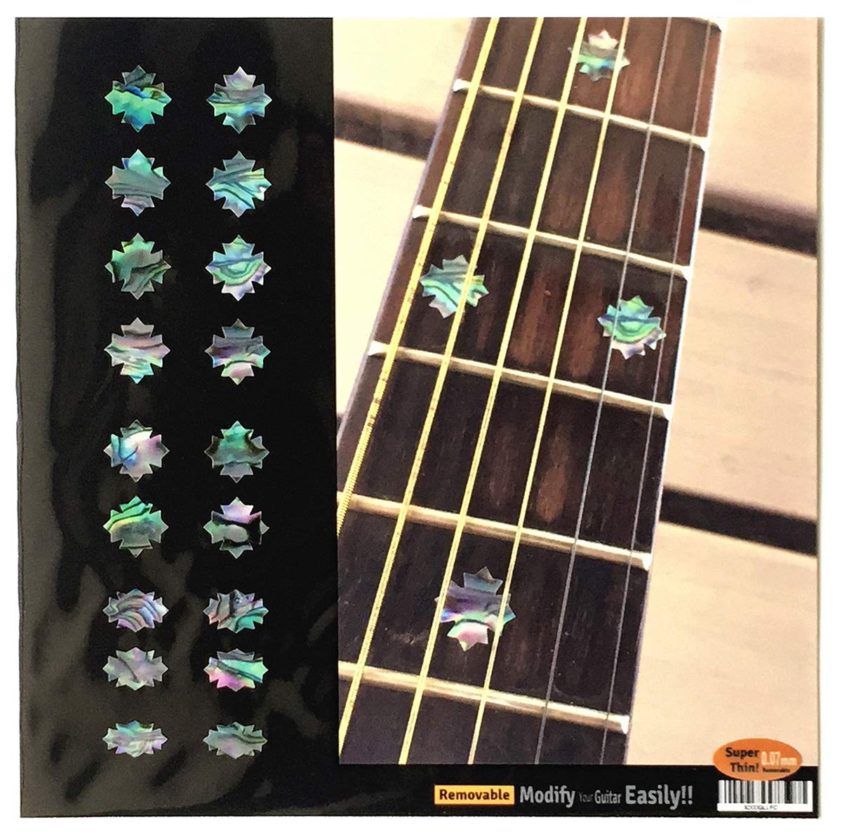 Inlaystickers Fret Markers for Guitars, Bass & Ukuleles - Traditional Snowflakes - Abalone Mix, F-309SF-MX