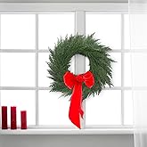 Juinte 24 Inch Christmas Faux Cedar Wreath Christmas Wreaths for Front Door Cedar Garland for Walls Windows Porches Farmhouse Indoor Outdoor Home