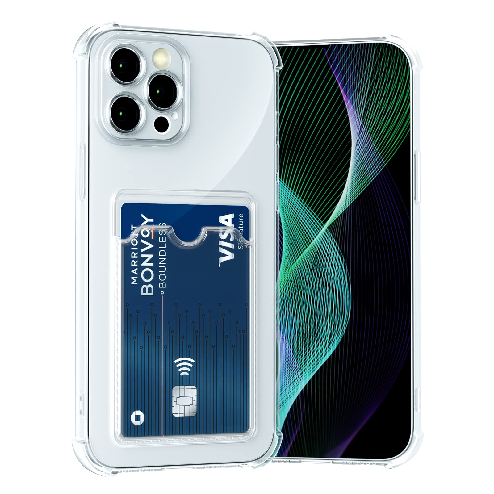 AKABEILA Case for iPhone 14 Pro Clear Slim Phone Case Soft TPU Wallet Case Bag Cover with Card Slot Holder Shockproof 6.1 Inch