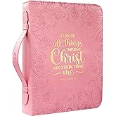 Bible Covers for Women Leather Bible Cover Case for Women with Floral Design & Gold Debossed Scripture and Pockets, Bible Carrying Case for Women, Girls, Gifts
