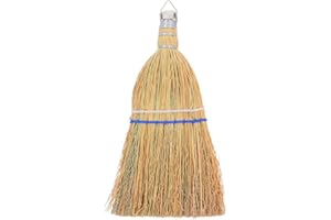 LABRIMP Heavy Duty Outdoor Broom with Stiff Bristles, Handheld Whisk Broom for Yard, Driveway, Patio