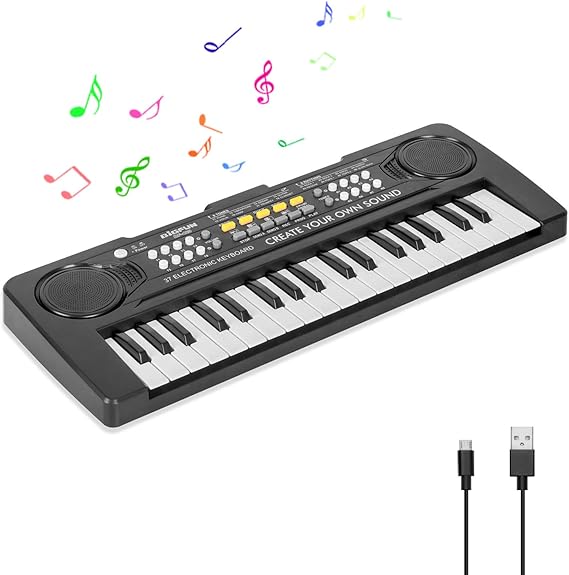Pianos Infantiles,Teclado Piano Niños 37 Teclas Electrónico Música Teclado Piano Mini Teclado Portátil Enseñanza Juguete Educativo Regalos para 3- 8 Años Niñas Niños Principiante(Negro): Amazon.es: Juguetes y juegos