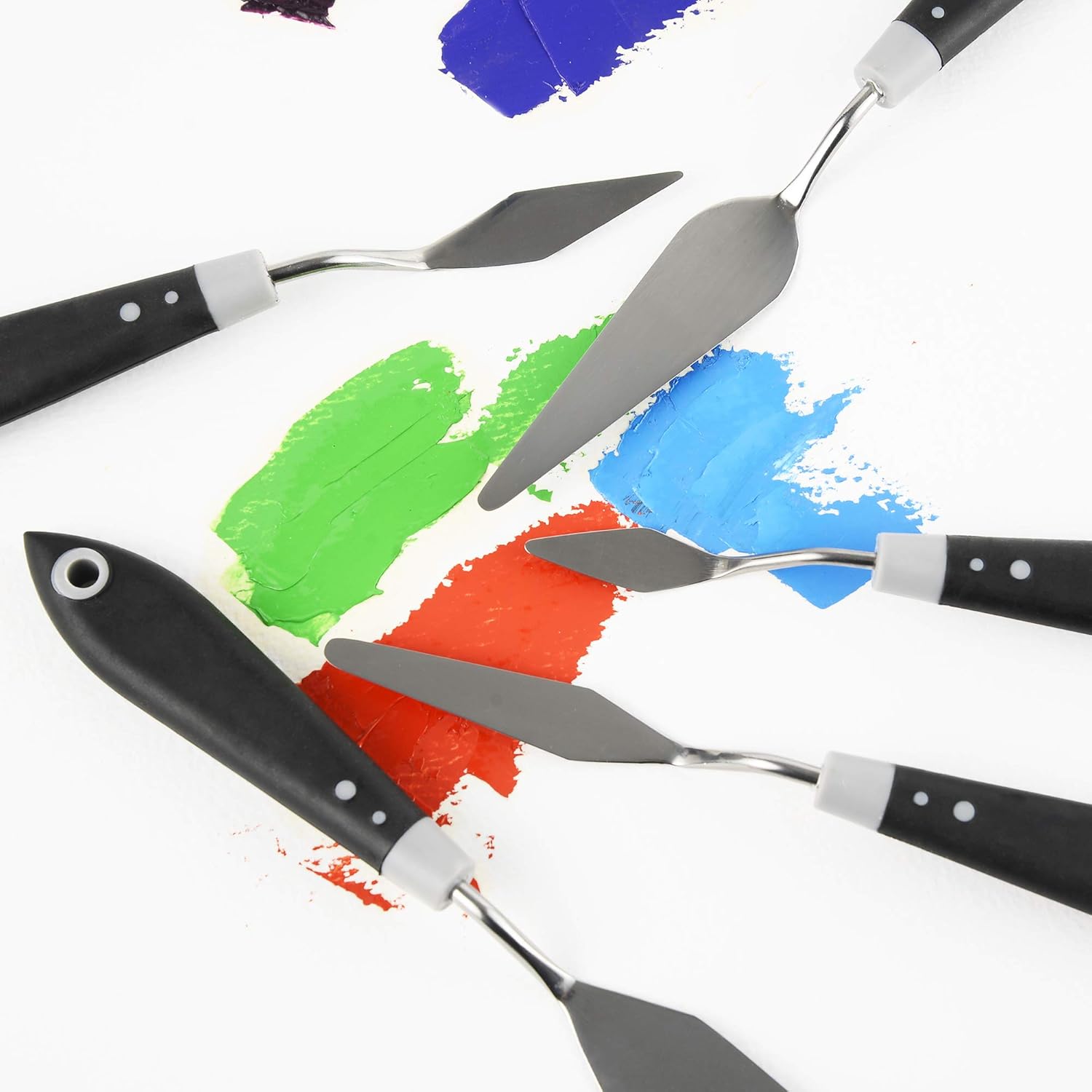 CONDA Palette Knife with Comfort Grip Set, 5 pcs Rubber Handle