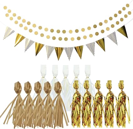 Amazon Com Bestoyard Sparkly Paper Pennant Banner Set Glitter