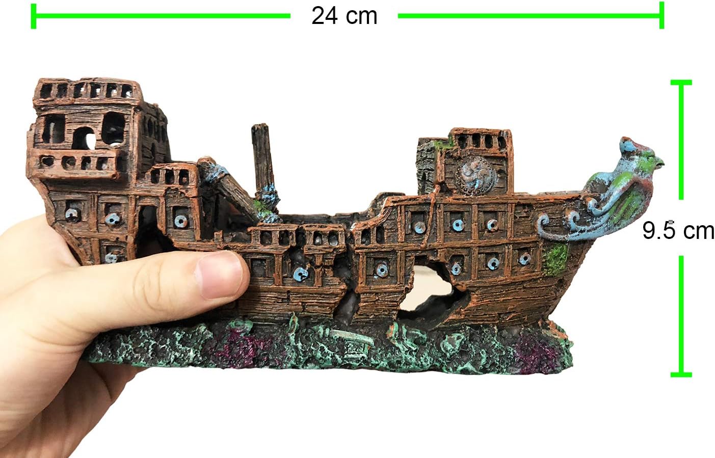 SLOCME Aquarium Pirate Ship Decorations Fish Tank Ornaments, Resin Material Shipwreck Decorations - Image 5