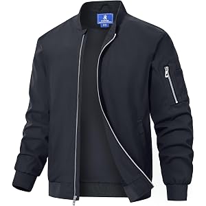 Rapoo Men's Windbreaker Jacket Lightweight Waterproof Full Zip | Bomber style, Casual Business Look, Breathable Fabric, Inner