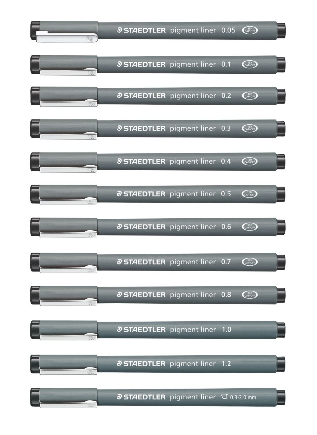 STAEDTLER 308 AMZ 02 Pigment Liner Pack, Basic Equipment for Zentangel, 12 Pieces