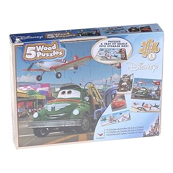 Cardinal Assortment of Cars, Mickey, Disney Princess, Minnie and Tinkerbell (3 Wood Puzzle 24 Pieces)