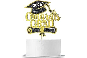 VETWO Congrats Grad Cake Topper Gold Glitter Class of 2025 Cake Topper You Did It Cake Decorations for 2025 Senior High School/College/University Happy 2025 Graduation Party Supplies Decorations