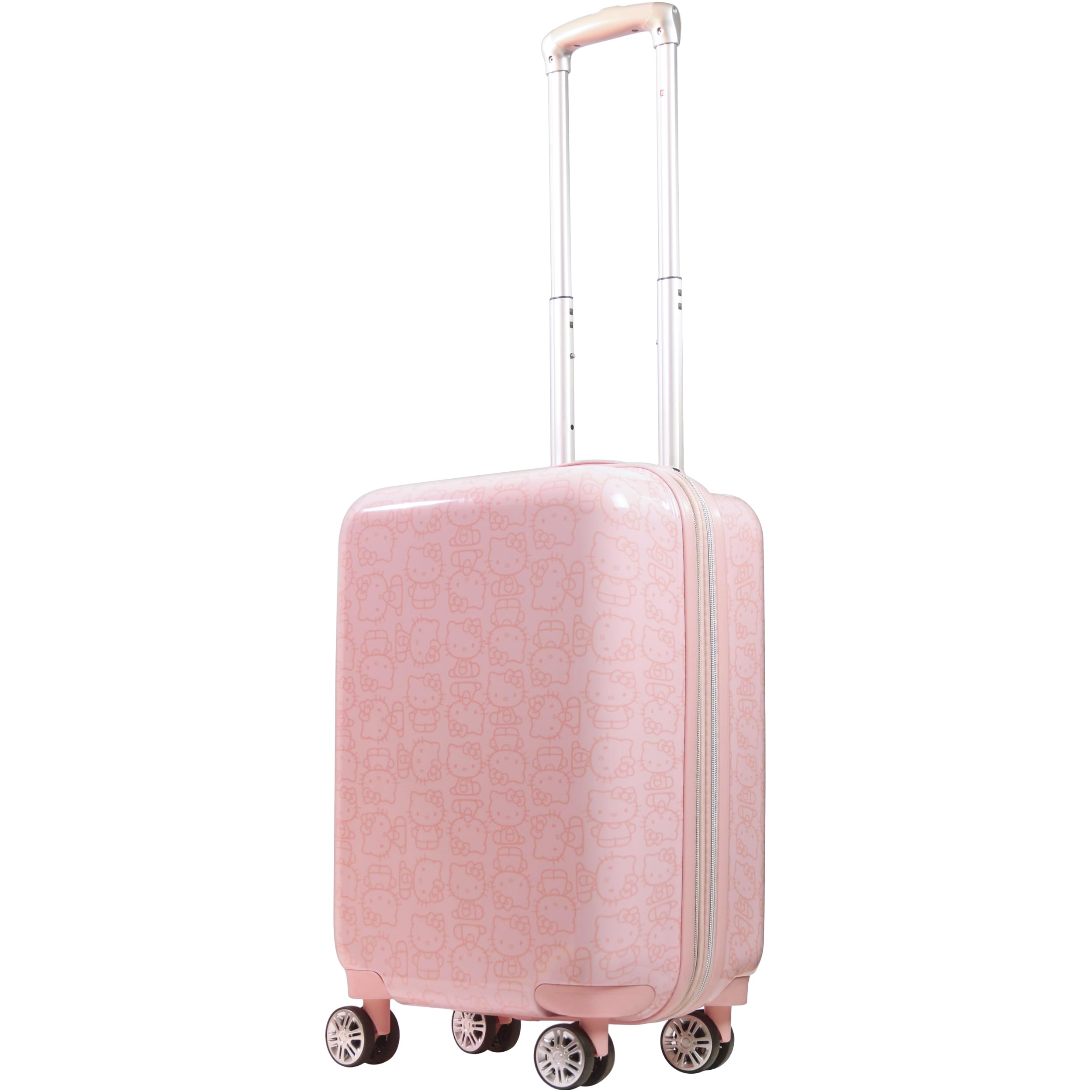 FUL Hello Kitty Carry On Luggage, Printed Hardshell Rolling Suitcase with Spinner Wheels, Pink, 21 Inch