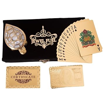 JEWEL FUEL 24K Gold Playing Cards and Feng Shui Tortoise Gift Set