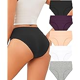 FINETOO Womens Underwear Cotton Cheeky Bikini Mid Rise Stretch Ladies Panties Soft Breathable Underwear Women Pack 5