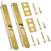 Ceoighe Flush Bolt for Double Door, 7 Inch, Copper Plating Color, 2 Pack | Heavy-Duty Chrome-Plating Flush Latch Bolts, Stainless Steel French Lock for Opening and Composite Wood Double Dummy Door