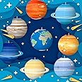 8PCS Big Size 3D Paper Planets Lanterns for Astronaut Themed Kids Birthday Party Decorations Outer Space Solar System Alien Party Supplies Hanging Ornaments Classroom Ceiling Decor