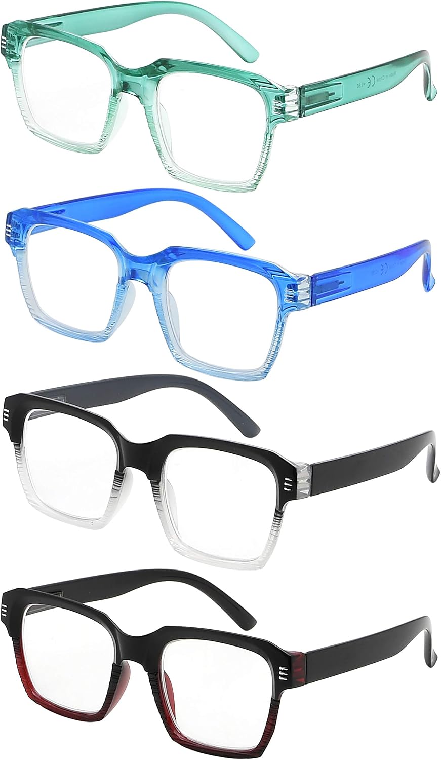 Eyekeeper 4 Pack Oversized Reading Glasses for Women - Large Frame Ladies Readers +0.75 VC-R2024-4C00-75,4 works Mix