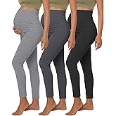 Sweetyweee 3 Pack Women's Maternity Lightweight Leggings, Over The Belly Pregnancy Casual Pants High Waisted Stretchy Workout Activewear(Black, Dark Gray, Light Gray,X-Large)