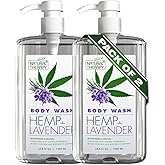 Natural Therapy Body Wash for Women and Men with Hemp & Lavender Oils - Shower Gel Cleanses and Moisturizing Skin - With Dead Sea Minerals Nourish for Body, Pack of 2 (67.6 fl.oz)