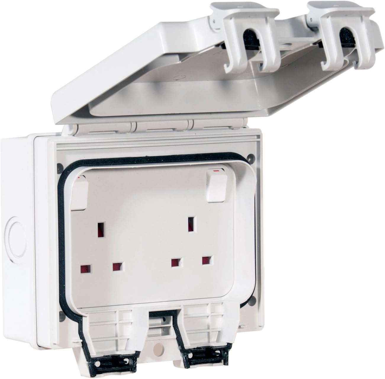 Tower Flue Components ODSS 13A IP66 Rated Double Switched Outdoor Socket, Grey