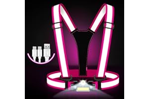 Hoeraonr Running Lights for Runners,90°Adjustable LED Reflective Vest Running Gear,Rechargeable Chest Light Up Running Vest Night Walking Safety Gear for Night Walking/Cycling/Jogging