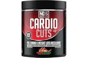 Cardio Cuts NDS Nutrition 4.0 Pre Workout Supplement - Advanced Weight Loss and Pre Cardio Formula with L-Carnitine, CLA, MCTs, L-Glutamine, and Safflower Oil - Strawberry Watermelon (40 Servings)