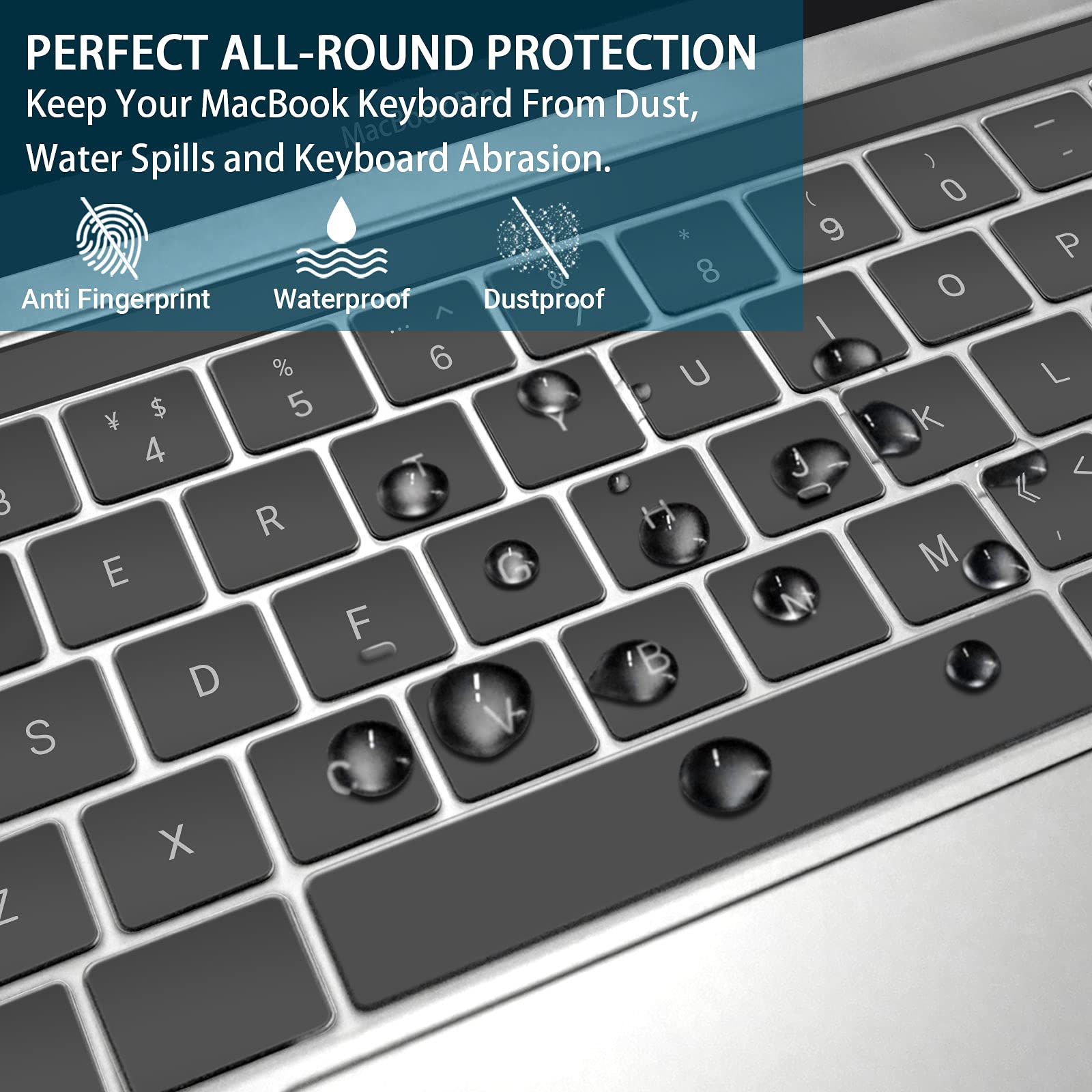 ZYB Ultra Thin TPU Keyboard Protector, High Transparency Dustproof MacBook Keyboard Cover for MacBook Air 13 13.6 15.3 2022-2025 M4 M3 M2, 2021-2025 MacBook Pro 14/16 M4 M3 M2 M1 QWERTZ EU