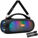 QAU Portable Bluetooth Speaker, 125W Peak, Loud Sound, IPX6 Waterproof | Bluetooth 5.3, 3 EQ Modes, TWS, Power Bank, speakers bluetooth wireless with Lights for Home, Beach, Camping &amp; Tailgating