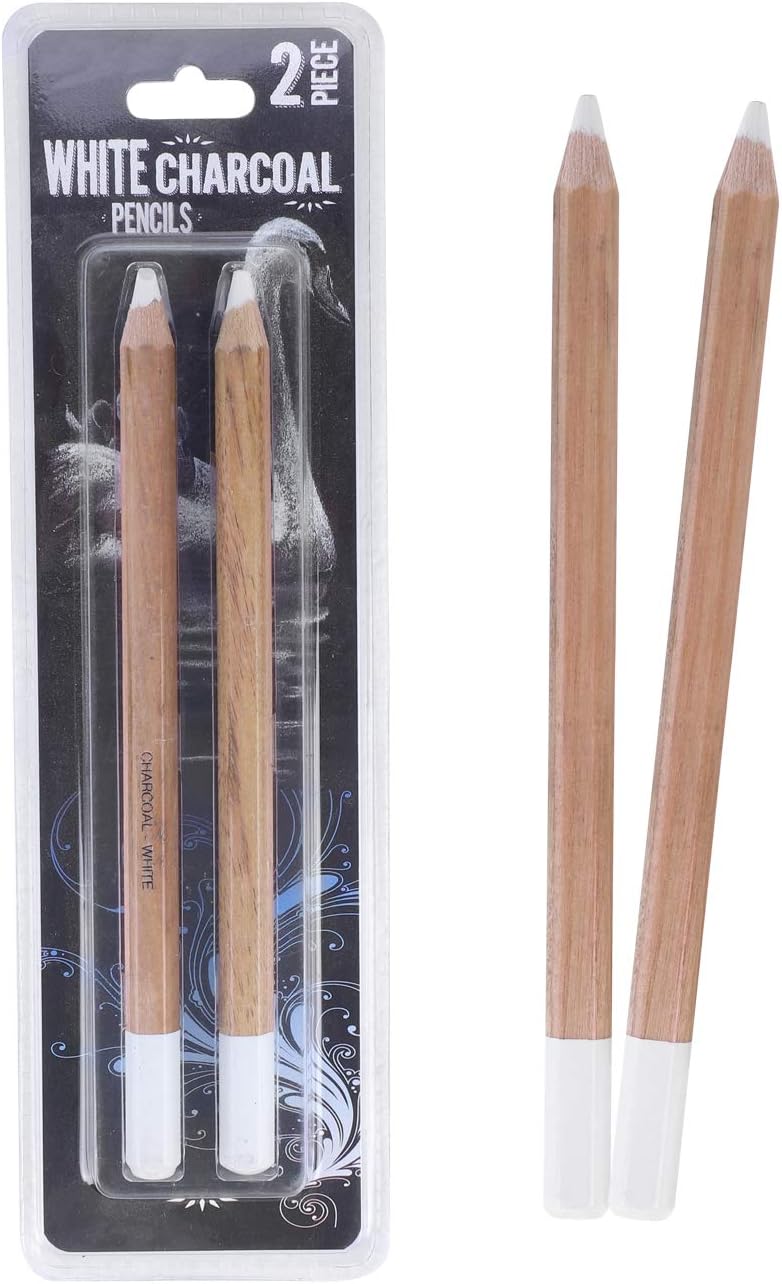 ITODA Artist White Charcoal Pencil Art Chalk Pencils Wood Professional Sketching Pen,2pcs White Highlight Colouring Pencils Oil Pastel Pencil for Paint Drawing Sketch Art Supplies Stationery