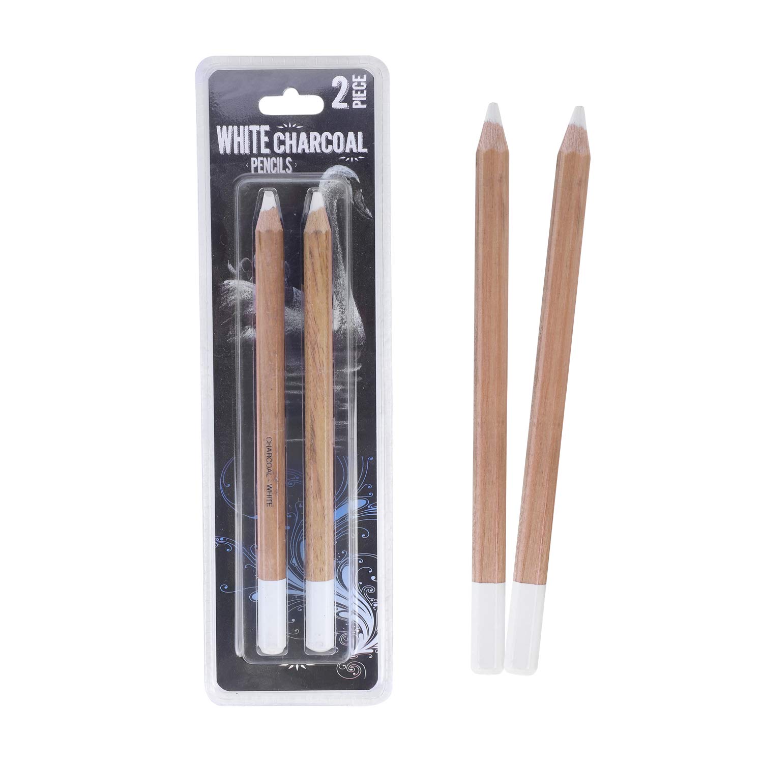 ITODA Artist White Charcoal Pencil Art Chalk Pencils Wood Professional Sketching Pen,2pcs White Highlight Colouring Pencils Oil Pastel Pencil for Paint Drawing Sketch Art Supplies Stationery