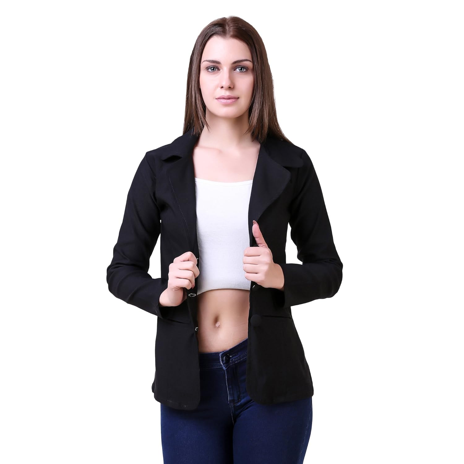 ambrosial women single breasted formal blazer