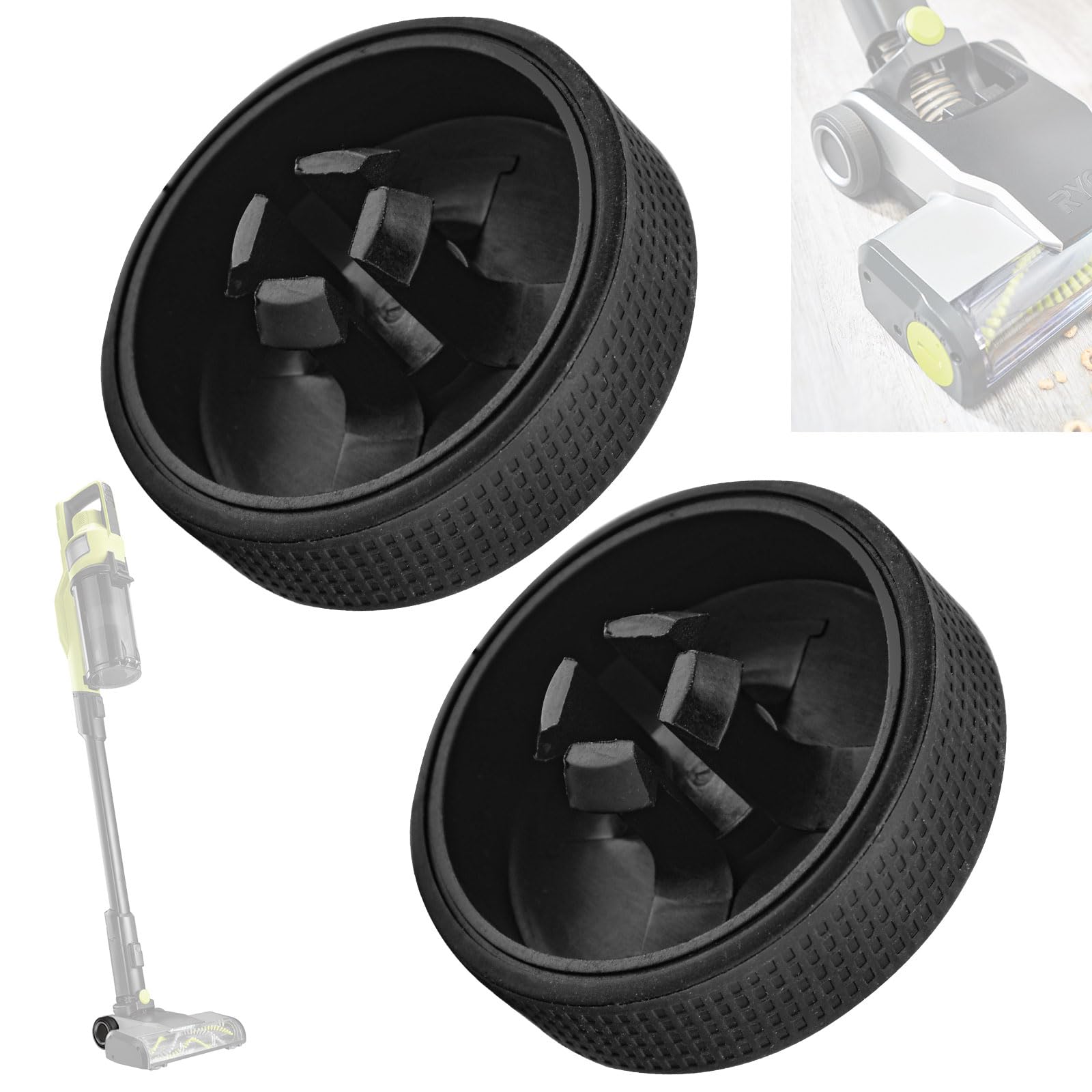 Photo 1 of 2 Pack Upgraded Replacement Wheel Compatible with Ryobi Cordless Stick Vacuum PCL720K, PBLSV716K